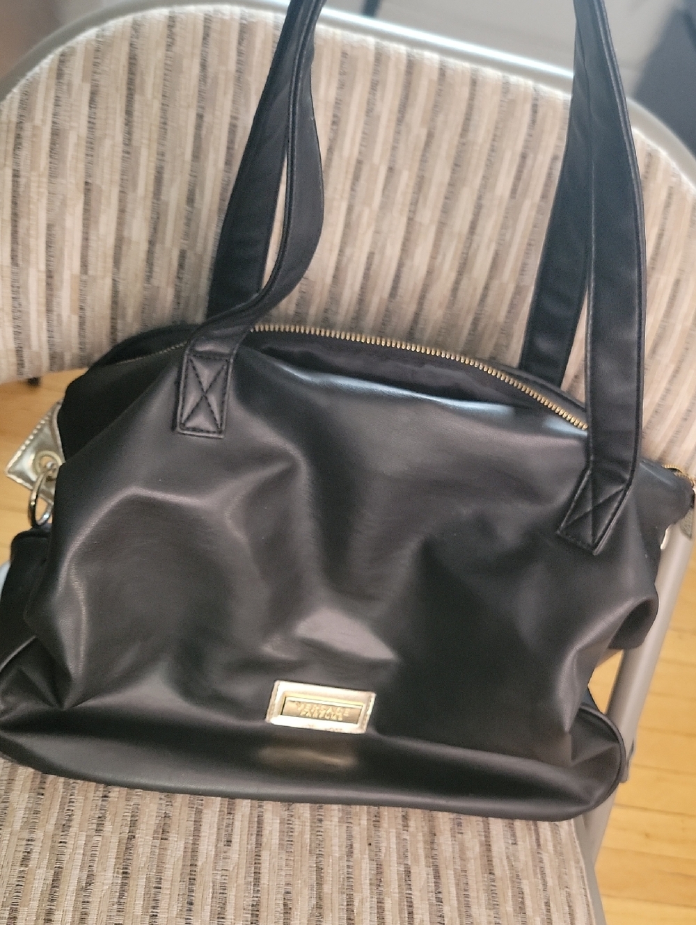 Versace Black Faux Tote Bag with Gold Accent